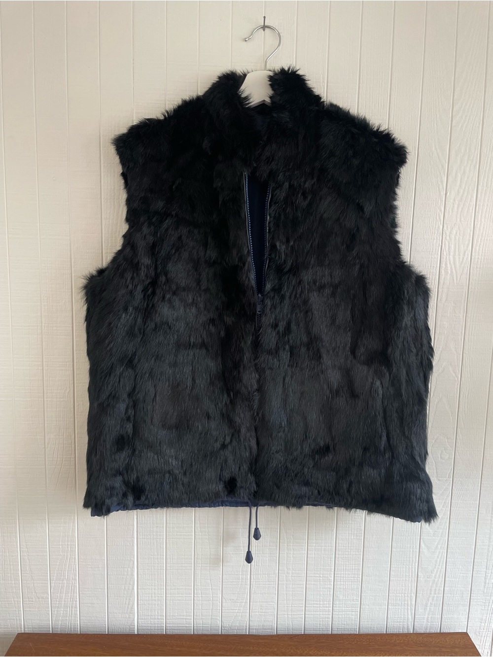 Vtg Custom Black Rabbit Fur Vest